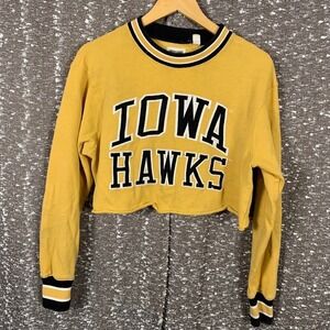 Tailgate Iowa Hawkeyes Cropped Yellow Sweatshirt Football College Women's‎ Small